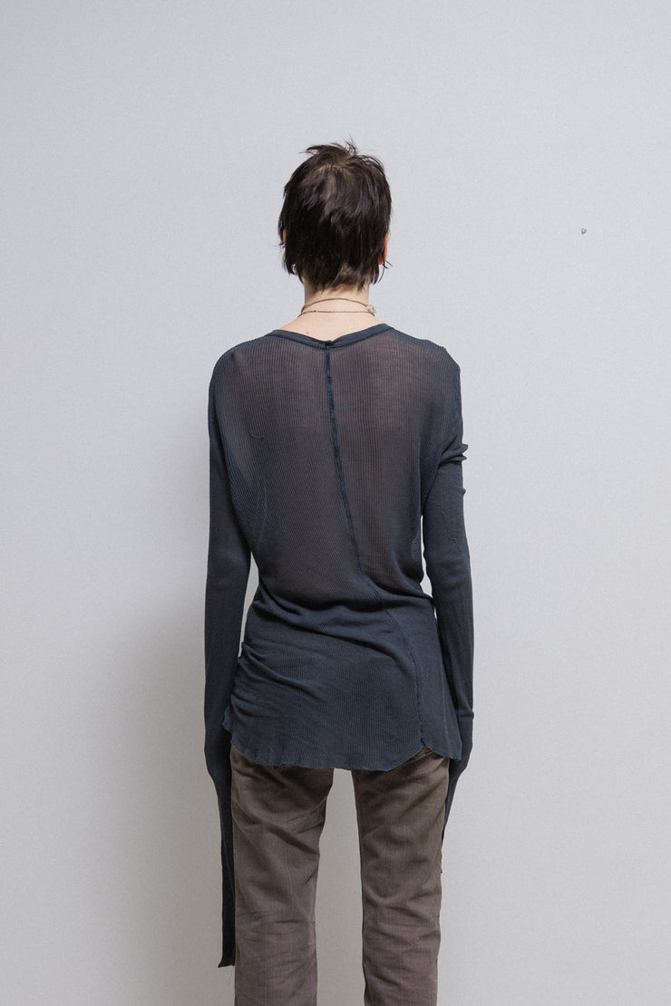 RICK OWENS SLAB - Indigo ribbed long sleeves top (sample)