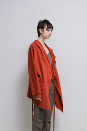 RICK OWENS SLAB - Bright orange red open hoodie with loose straps (PROTO)