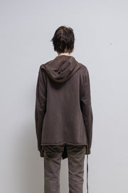 RICK OWENS SLAB - Dark Dust open hoodie with loose straps (sample)