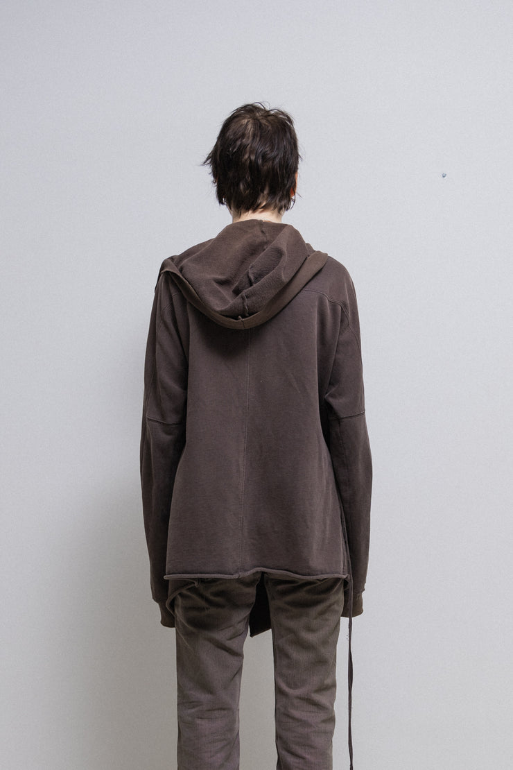 RICK OWENS SLAB - Dark Dust open hoodie with loose straps (sample)