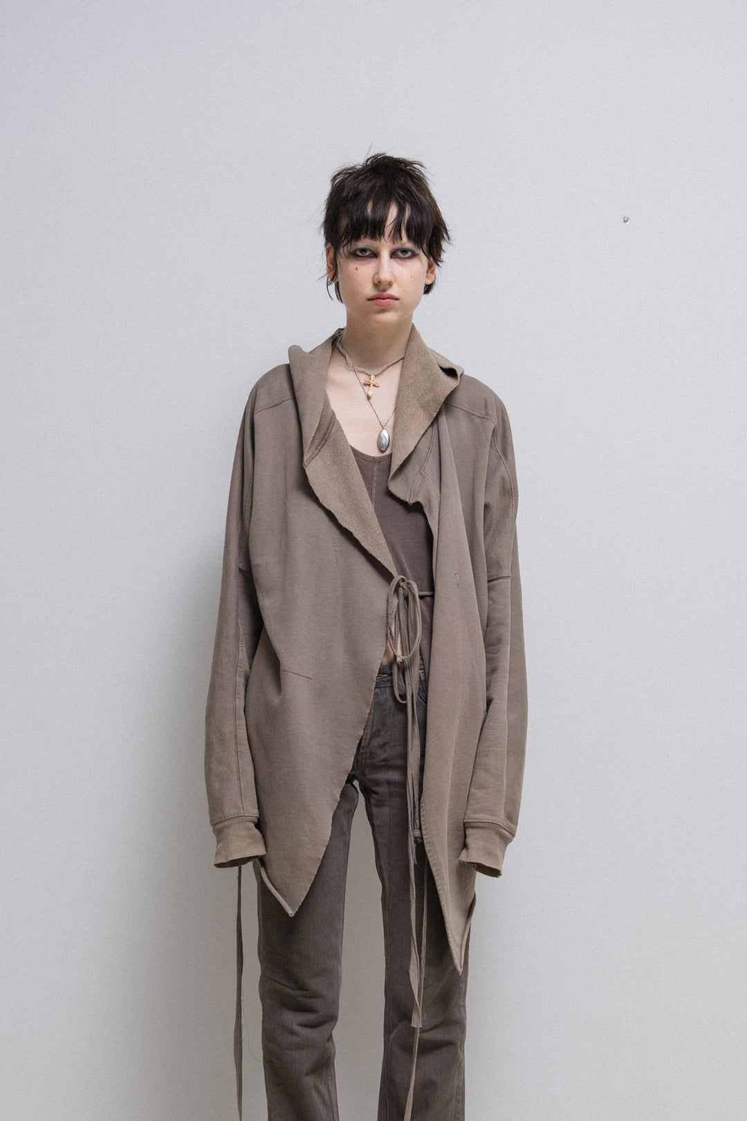 RICK OWENS SLAB - Dust open hoodie with loose straps (sample