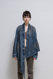 RICK OWENS SLAB - Hog wash "banian" asymmetric denim jacket (PROTO PR)