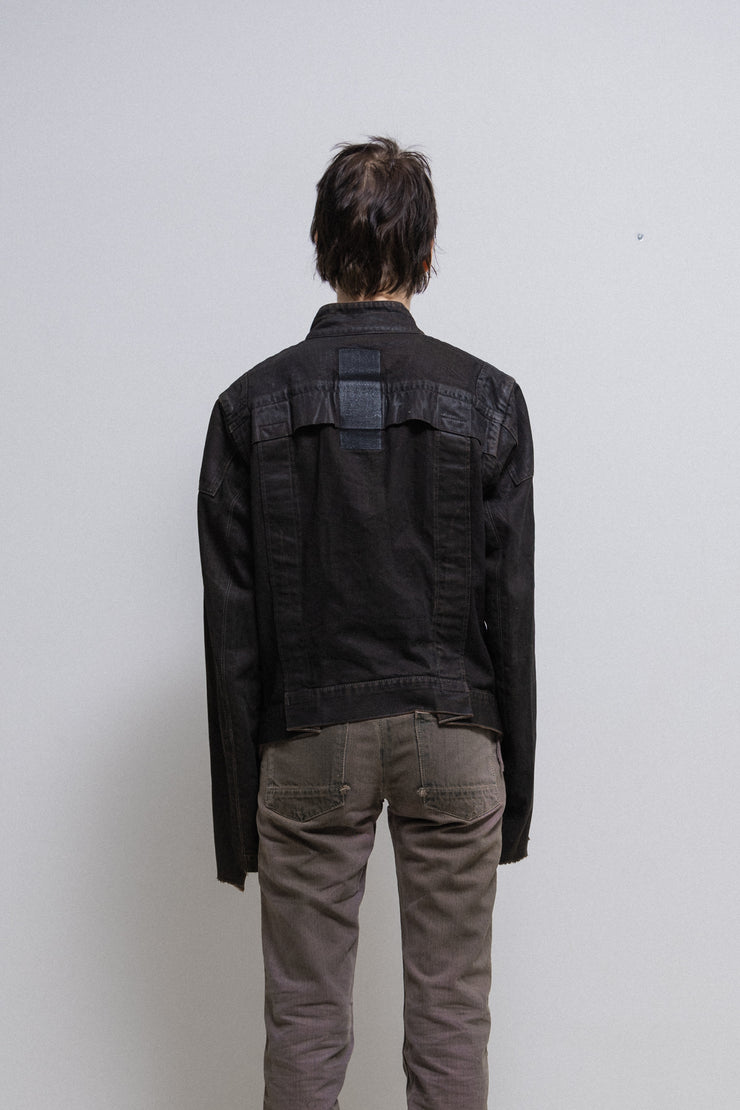 RICK OWENS SLAB - FW04 Black wax coated denim jacket (PROTO)