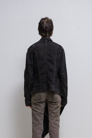 RICK OWENS SLAB - FW04 Black wax coated denim jacket with a long side panel (PROTO)