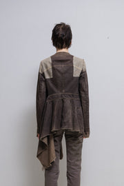 RICK OWENS SLAB - SS04 Washed denim jacket with shoulder panels and side frill (PR PROTO)