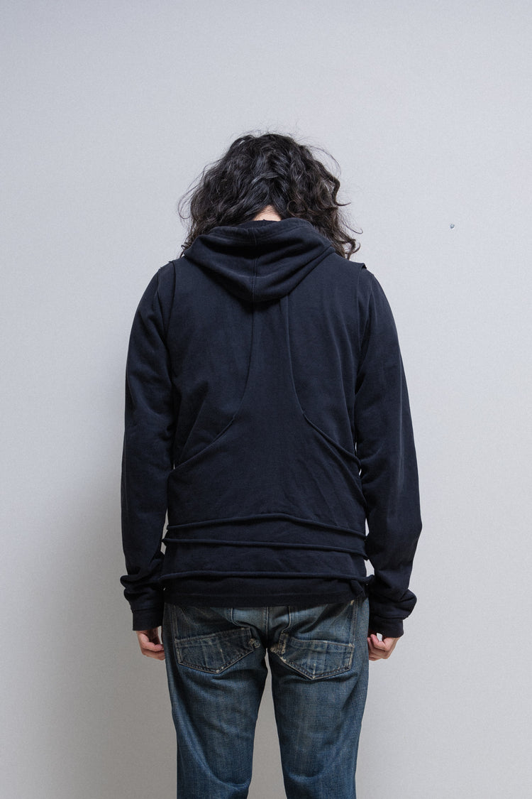 RICK OWENS SLAB - Leather paneled hoodie (sample) – L'OBSCUR