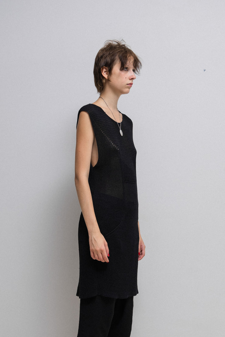 RICK OWENS - SS11 « ANTHEM » Knitted cotton sleeveless top with geometric pattern