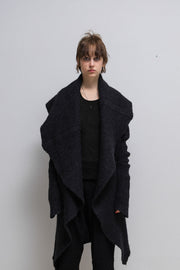 RICK OWENS - FW06 « DUSTULATOR » Thick alpaca wool cardigan with giant lapels