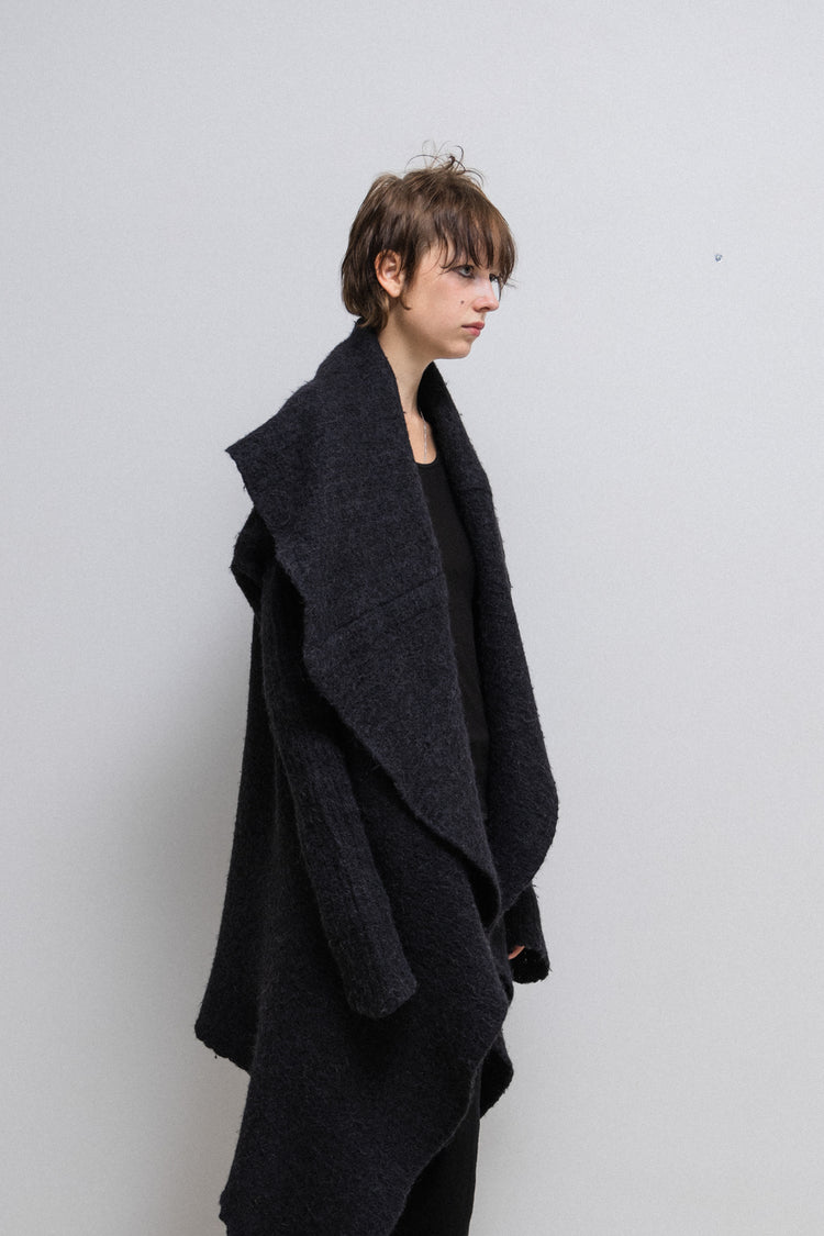 RICK OWENS MEDIUM KNIT WRAP CARDIGAN BLACK FW22 | DOSHABURI