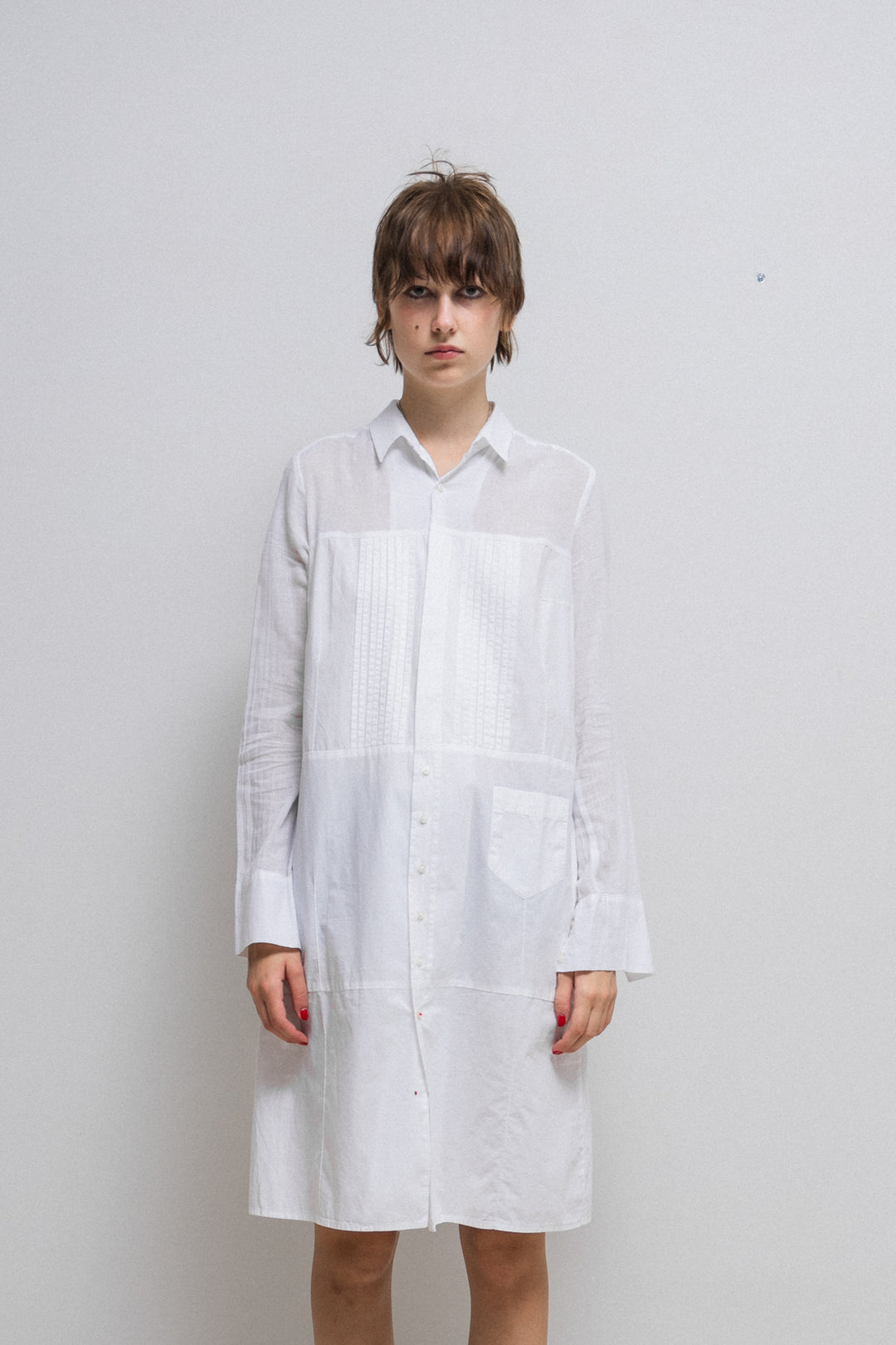 AF VANDEVORST - SS08 Cotton shirt dress with pleats and waist