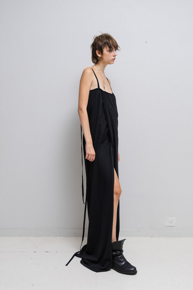 ANN DEMEULEMEESTER - SS23 KATHALENA Long cotton wrap dress with straps