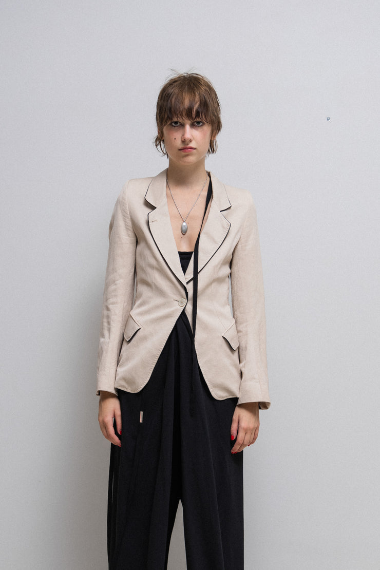 ANN DEMEULEMEESTER - 2010’s linen blend blazer jacket