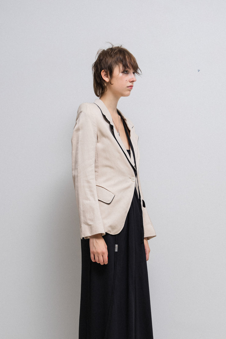 ANN DEMEULEMEESTER - 2010’s linen blend blazer jacket