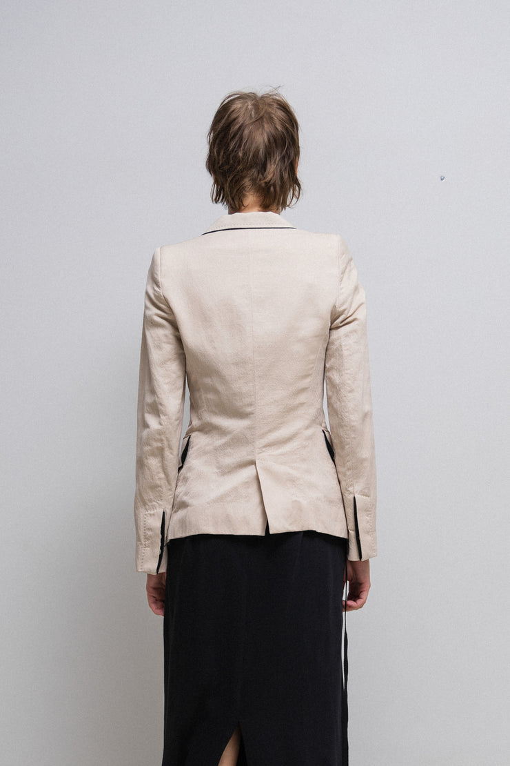 ANN DEMEULEMEESTER - 2010’s linen blend blazer jacket