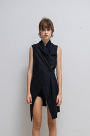 ANN DEMEULEMEESTER - FW09 Sleeveless cotton dress with triple buttoning