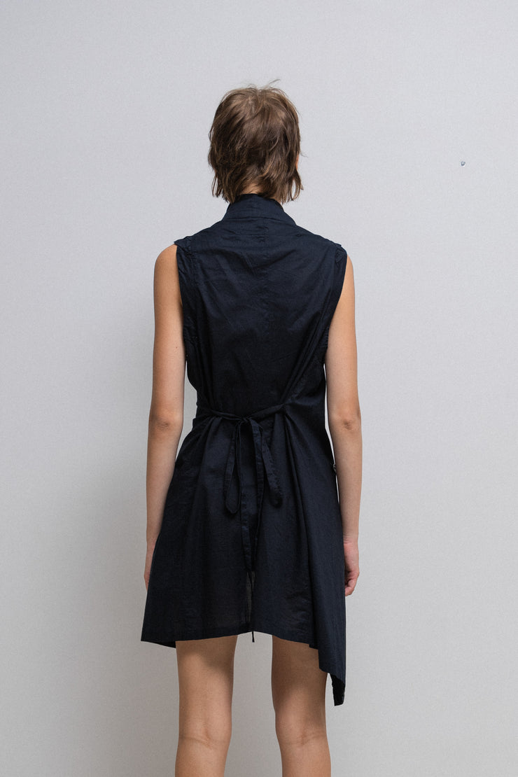 ANN DEMEULEMEESTER - FW09 Sleeveless cotton dress with triple buttoning