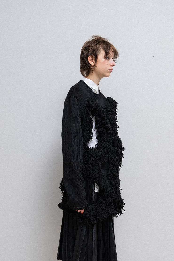 COMME DES GARÇONS HOMME PLUS - FW23 Thick sweater with wide fringed holes (runway)