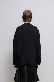 COMME DES GARÇONS HOMME PLUS - FW23 Thick sweater with wide fringed holes (runway)