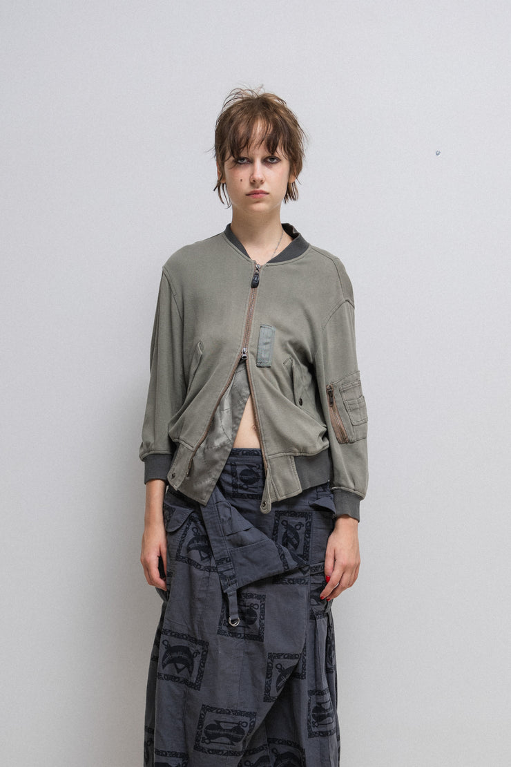 UNDERCOVER - SS04 « Languid » Cotton bomber jacket with silky details (runway)