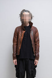 RICK OWENS - Horse leather jacket in blood colorway (~2007 textile sample)