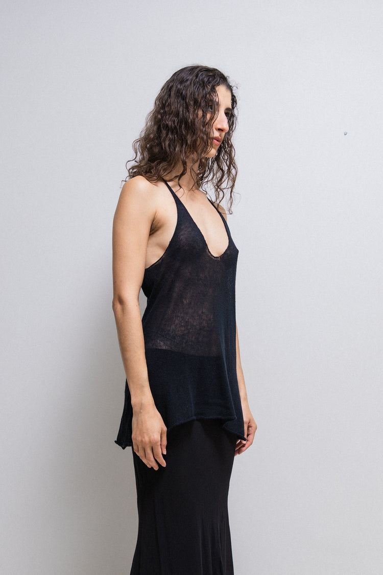 ANN DEMEULEMEESTER - SS06 Knitted cotton top with thin