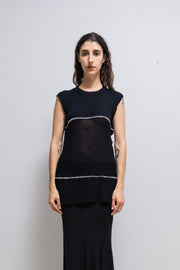 ANN DEMEULEMEESTER - Knitted top with ribbed waist and contrast stitching