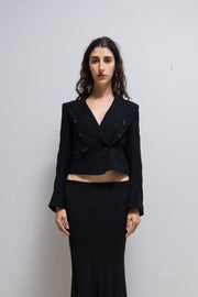 ANN DEMEULEMEESTER - 2010’s Virgin wool double breasted jacket with wide cuffs