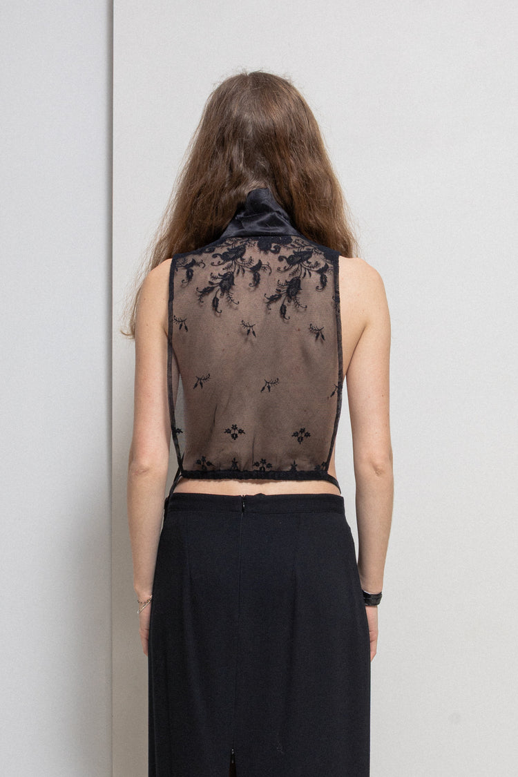 Ann demeulemeester シルクベスト ANN DEMEULEMEESTER - FW17 Silk button up vest with embroidered
