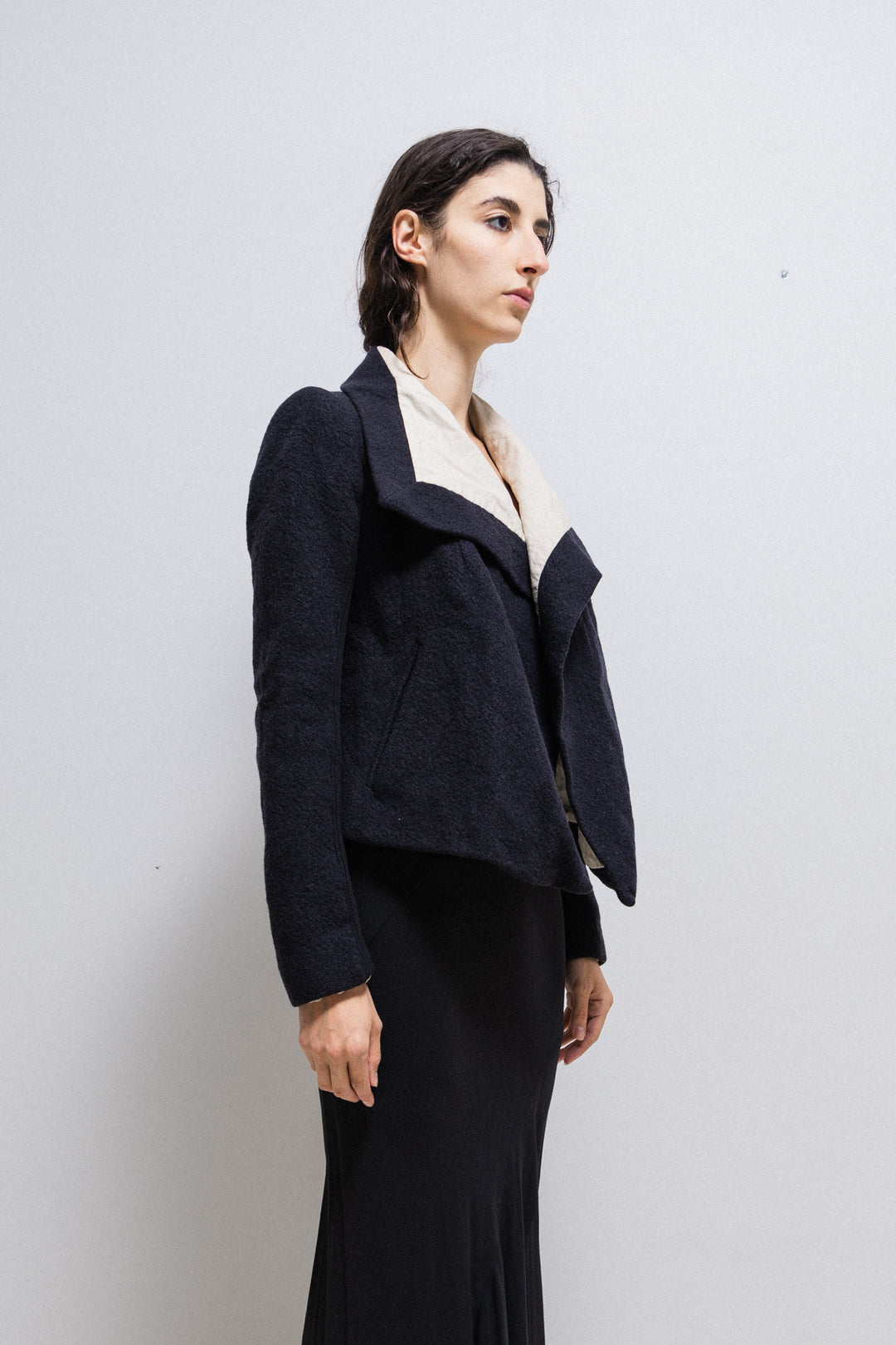 RICK OWENS - FW02 « SPARROWS » Virgin wool high neck jacket with