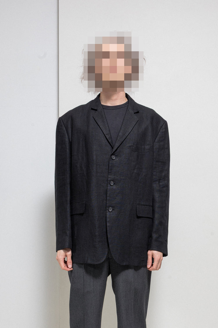 Yohji Yamamoto costume リネン 黒 テーラードジャケット YOHJI YAMAMOTO POUR HOMME - 90's Linen 3 button costume jacket – L