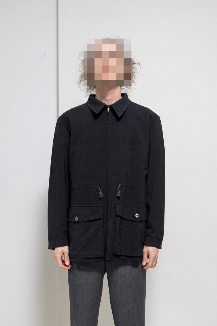 YOHJI YAMAMOTO POUR HOMME - 90's Zip up wool coat with waist