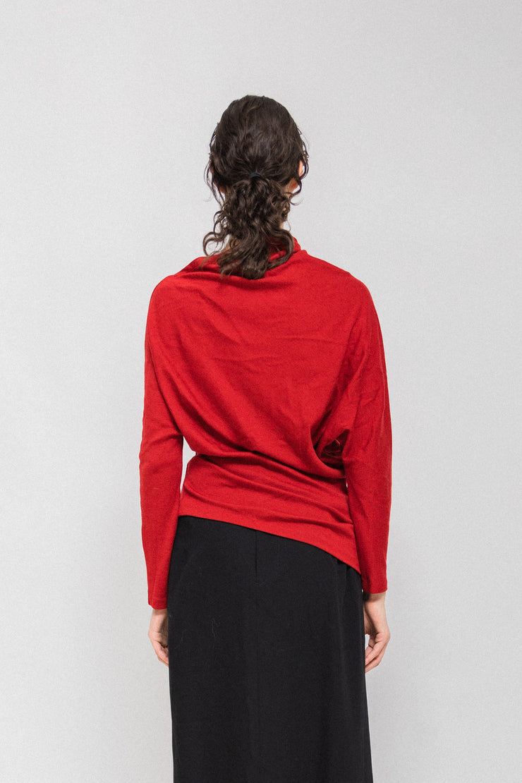 YOHJI YAMAMOTO - Asymmetrical red wool sweater (late 80&
