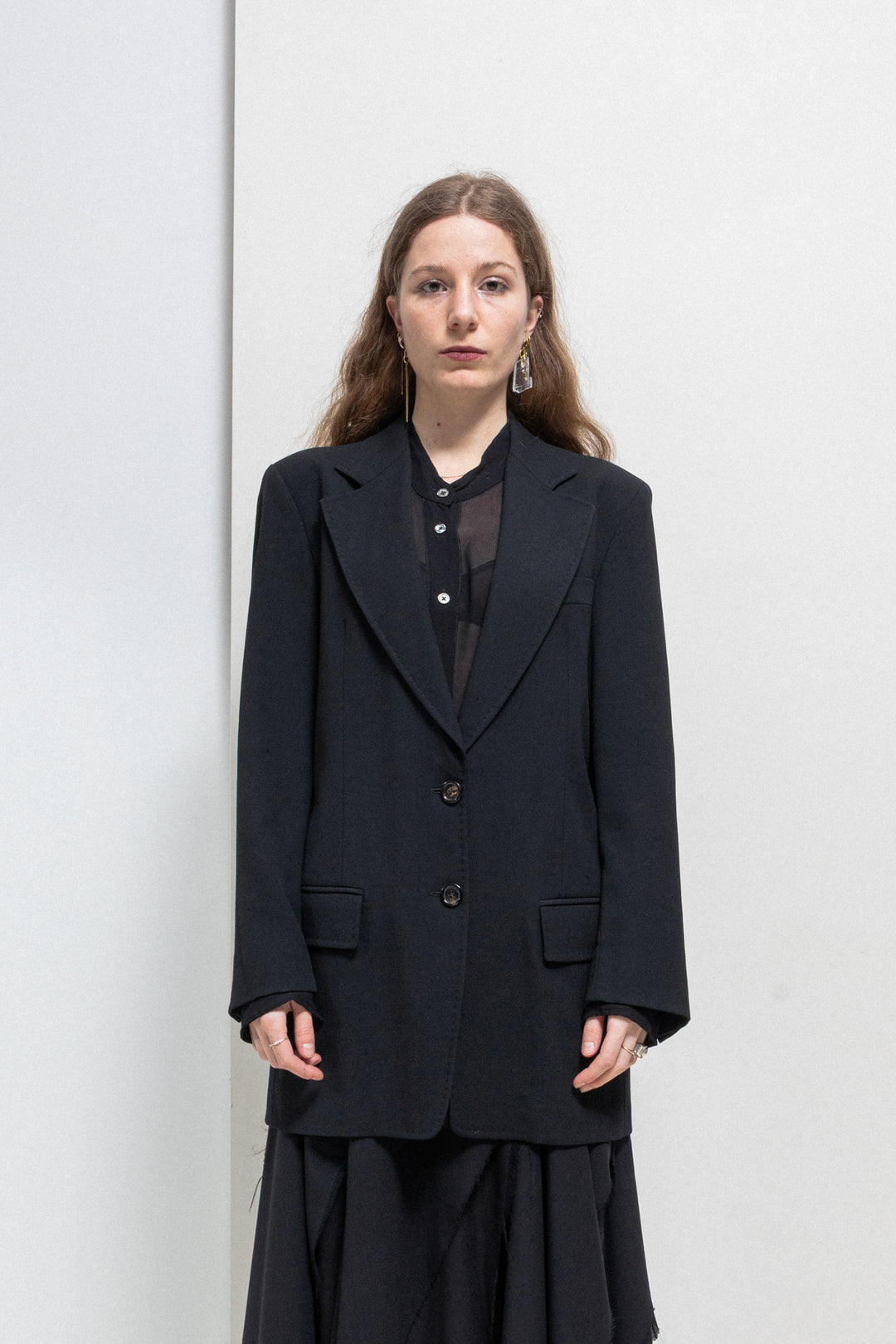 ANN DEMEULEMEESTER - 1990's Wool jacket with back strap detail – L