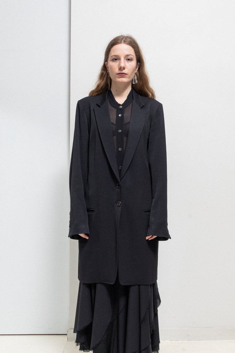 ANN DEMEULEMEESTER - 1990's Wool blend coat with armpit yokes – L