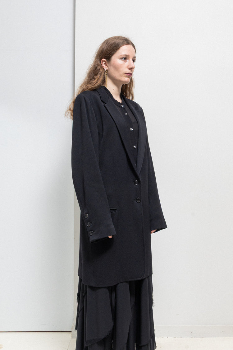 ANN DEMEULEMEESTER - 1990's Wool blend coat with armpit yokes – L