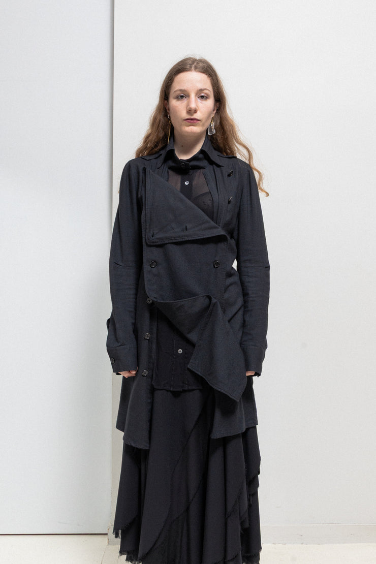 ANN DEMEULEMEESTER - FW04 Cotton blend light shirt jacket with