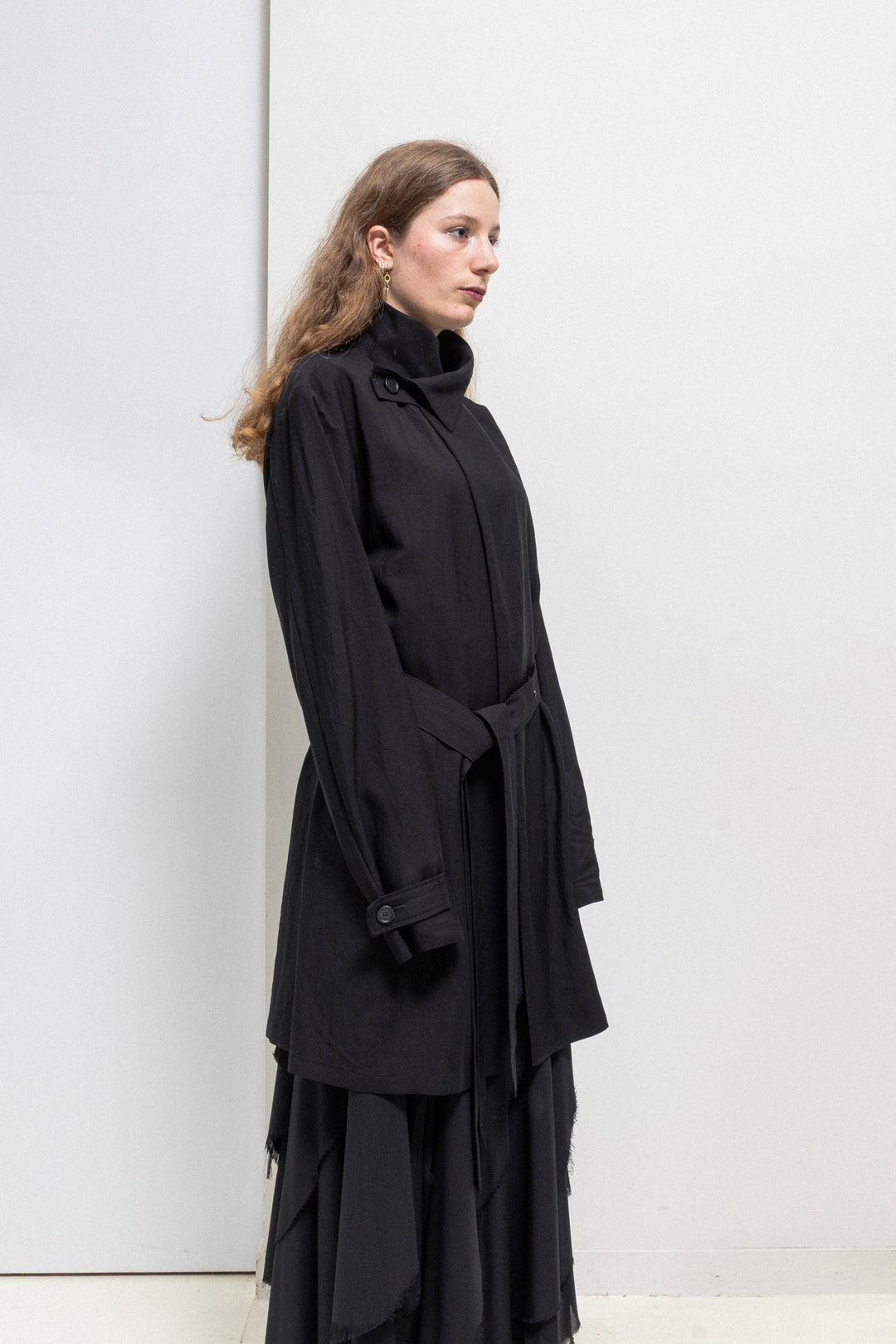 YOHJI YAMAMOTO REGULATION - Wool blend light jacket with belt and