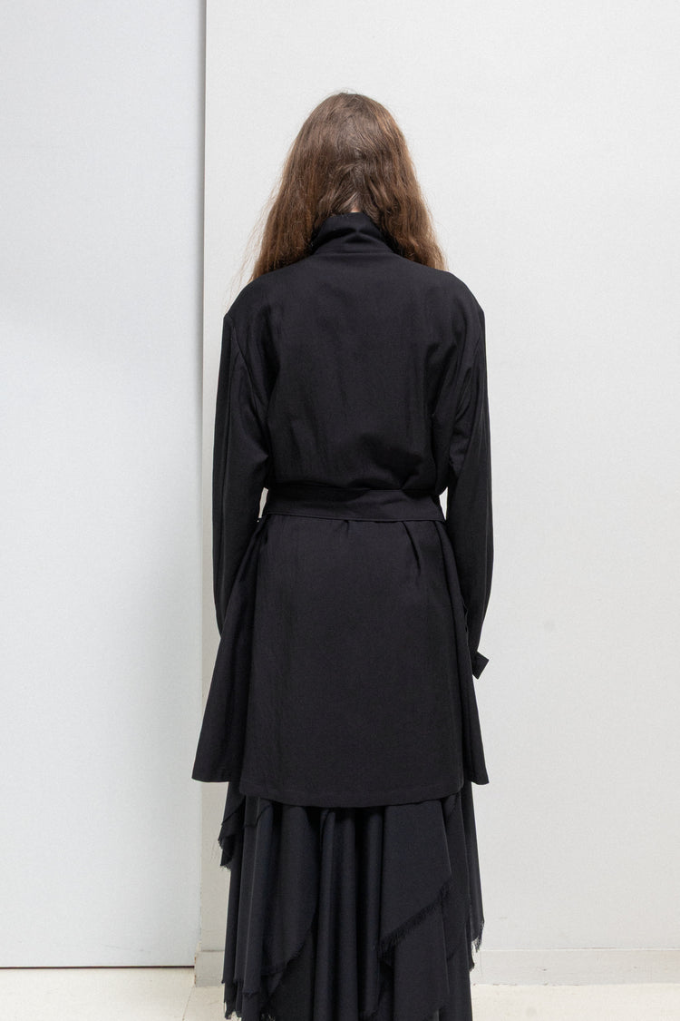 YOHJI YAMAMOTO REGULATION - Wool blend light jacket with belt and