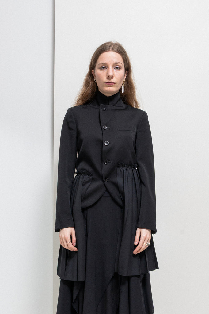 Comme des garcons/ジャケット/丸襟/コムコム/wool/S/ COMME DES GARÇONS BLACK - SS20 Button up wool jacket with pleated