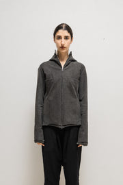 MA+ - Hooded zip up jacket with rolled hems and cuff silver details