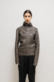 MA+ - Aviator horse leather jacket with fleece hood and raw edges (single back panel ver.)