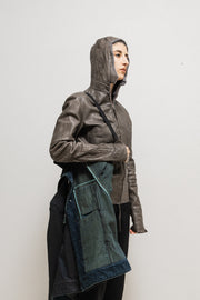 BORIS BIDJAN SABERI 11 - Waxed trucker jacket with pattern stitching