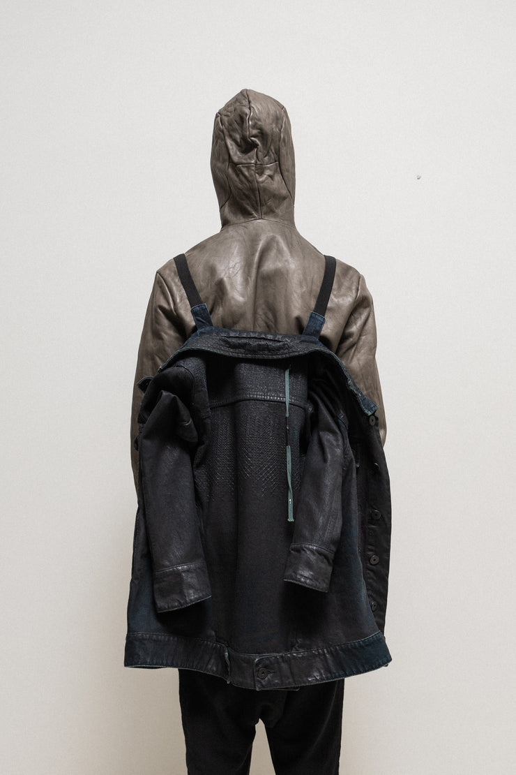 BORIS BIDJAN SABERI 11 - Waxed trucker jacket with pattern stitching