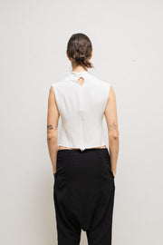 ANN DEMEULEMEESTER - FW95 Sleeveless white top with cowl neck