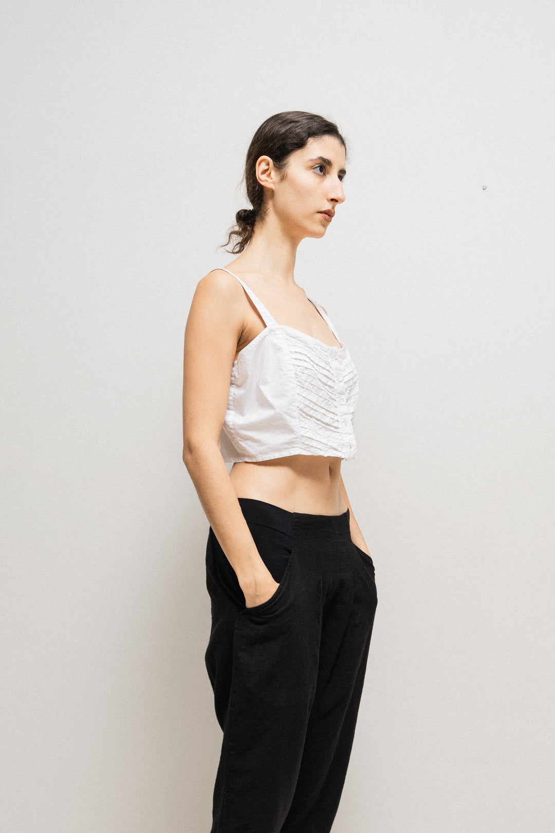ANN DEMEULEMEESTER - SS94 Pleated cotton bra top (runway) – L'OBSCUR
