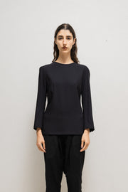 ANN DEMEULEMEESTER - FW97 Textured fleece wool top with pleated shoulders and cuff buttoning