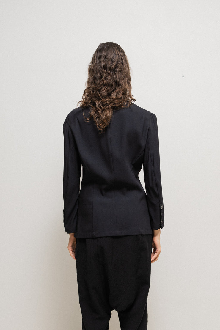 ANN DEMEULEMEESTER - FW97 Textured fleece wool top with pleated shoulders and cuff buttoning