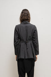 ANN DEMEULEMEESTER - 90’s Pinstripe jacket with back tail and strap detail