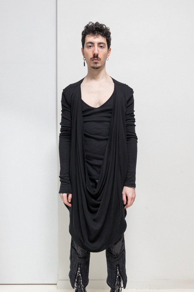 JULIUS 7 - FW05 « thieves » Cotton and silk top with a long front