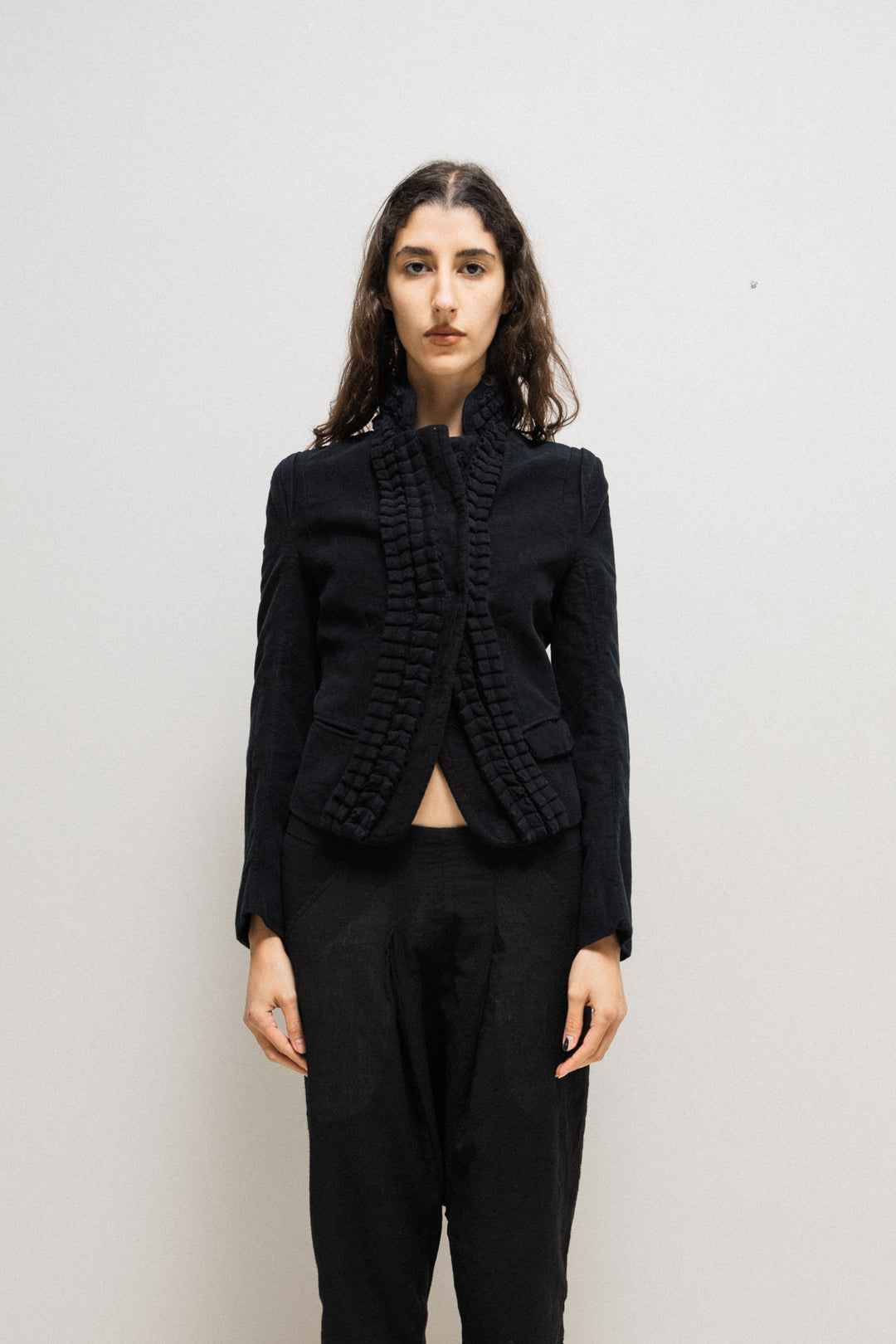 ANN DEMEULEMEESTER - FW08 Thick cotton jacket with 3D collar